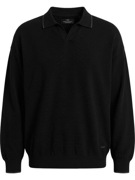 Funky Buddha Ανδρική Μπλούζα Polo Μακρυμάνικη Μαύρη FBM014-016-09
