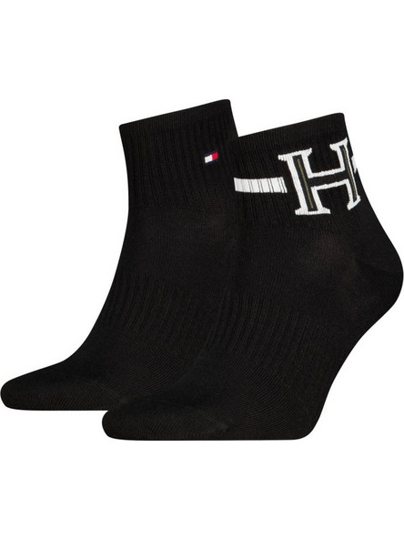 Tommy Hilfiger Ανδρικές Κάλτσες Κοντές με Σχέδια Μαύρες 2Pack 701241827-004