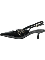 Only Γόβες Slingback Λουστρίνι με Λεπτό Χαμηλό Τακούνι Μαύρες 15356238