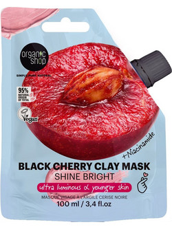 Organic Shop Shine Bright Black Cherry & Niacinamide Clay Κρεμώδης Μάσκα Προσώπου με Άργιλο 100ml