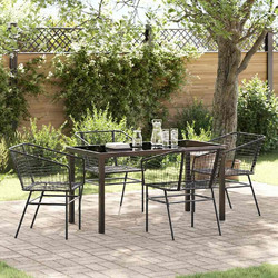 vidaXL Σετ Τραπεζαρία Κήπου Rattan 5τμχ Μαύρο 3380892