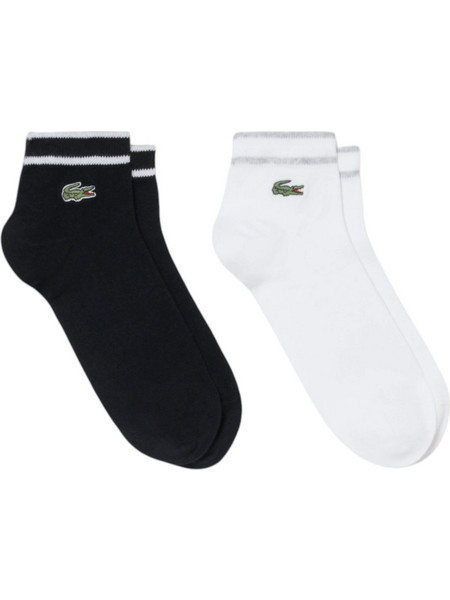 Lacoste Ανδρικές Κάλτσες Ψηλές με Σχέδια Μαύρες Λευκές 2Pack RA9259-EQD