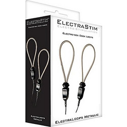 ElectraStim Electra Loops Metallic Σετ Ρυθμιζόμενα Ελαστικά Δαχτυλίδια Πέους Μεταλλικό Μαύρα Ασημί 2τμχ