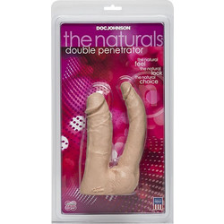 Doc Johnson The Naturals Double Penetrator Διπλό Dildo με Βεντούζα 15cm Vanilla