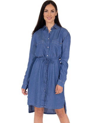 Pepe Jeans Lush Midi Καθημερινό Φόρεμα Σεμιζιέ Μπλε PL952696-000