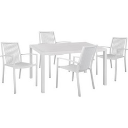 HomeMarkt Σετ Τραπεζαρία Κήπου Αλουμίνιο 5τμχ Λευκό HM10527