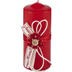 Κερί κόκκινο κορμός μάτι κορδόνι 12x5cm Xmasfest 1131651