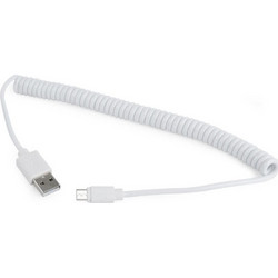 USB A 2.0 To USB Micro M-M Cable 1.8m Spiral White Καλώδιο Φόρτισης Cablexpert CC-MUSB2C-AMBM-6-W