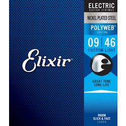 Elixir Strings 12025 Polyweb Σετ 6 Χορδές Ηλεκτρικής Κιθάρας Nickel Plated Steel 9-46" Custom Light Tension