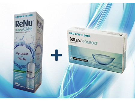 Bausch & Lomb Soflens Comfort Μηνιαίοι Φακοί Επαφής Υδρογέλης 6τμχ + 1 Υγρό ReNu 360ml