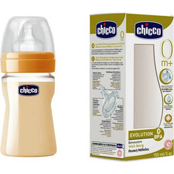 Chicco Evolution 60035-01 Πλαστικό Μπιμπερό με Θηλή Σιλικόνης κατά των Κολικών 0m+ 150ml