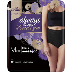 Always Discreet Boutique Pants Plus Medium Black Πάνες Βρακάκι Ακράτειας 6 Σταγόνες 9τμχ