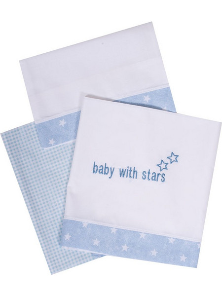 Figlio Bino Stars Σετ Βρεφικά Σεντόνια Λίκνου Βαμβακερά 68x108 Ciel