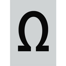 Πινακίδα σήμανσης αλουμινίου γράμμα Ω 30x40mm μαύρο