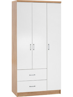 HomeMarkt Τρίφυλλη Ντουλάπα Ρούχων Caesar Λευκή 89x42.5x181cm HM340.06
