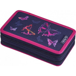 Herlitz Rainbow Butterfly Κασετίνα Γεμάτη με 2 Θήκες Μωβ 50020898