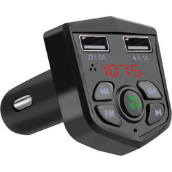 Bluetooth 5.0 Handsfree Car Kit FM Transmitter 3.1A Quick Dual USB Charger LCD Digital Voltmeter TF Card U disk AUX Player