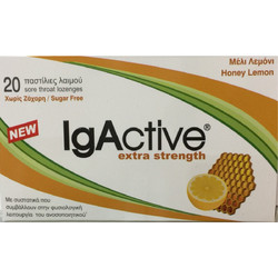 IgActive Καραμέλες για Ερεθισμένο Λαιμό & Πονόλαιμο Μέλι & Λεμόνι 20τμχ
