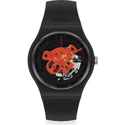 Swatch Γυναικείο Ρολόι με Μαύρο Καουτσούκ Λουράκι SO32B110