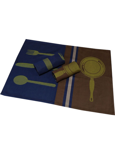KOMVOS HOME ΣΕΤ ΠΟΤΗΡΟΠΑΝΑ 3 ΤΕΜΑΧΙΩΝ 50X70CM ΠΙΚΕ KITCHEN CUTLERY - BROWN-DARK BLUE - KOMVOS 7008678-1