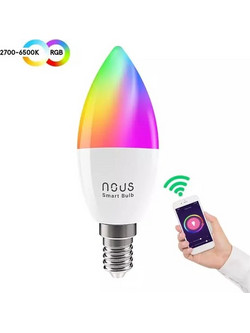 NOUS Tuya Smart bulb LED E14 4.5W RGB WiFi, Works With Alexa and Google Assistant (P4)