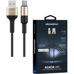 ROCKROSE καλώδιο USB σε Micro USB Acacia AM, 2.4A 12W, 1m, χρυσό-μαύρο rrcs05m