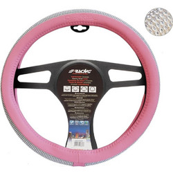 Simoni Racing κάλυμμα τιμονιού pink and diamonds οικολογικο δέρμα 37-39cm - (CVT/60P)