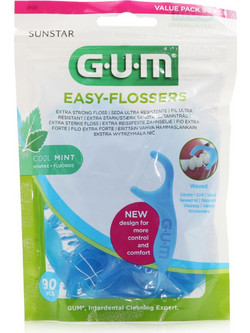 Gum Easy-Flossers Fluoride 890 Cool Vitamin Mint Κερωμένο Οδοντικό Νήμα με Λαβή & Γεύση 90τμχ