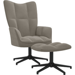 vidaXL Πολυθρόνα Relax με Υποπόδιο Βελούδινη Γκρι 328106