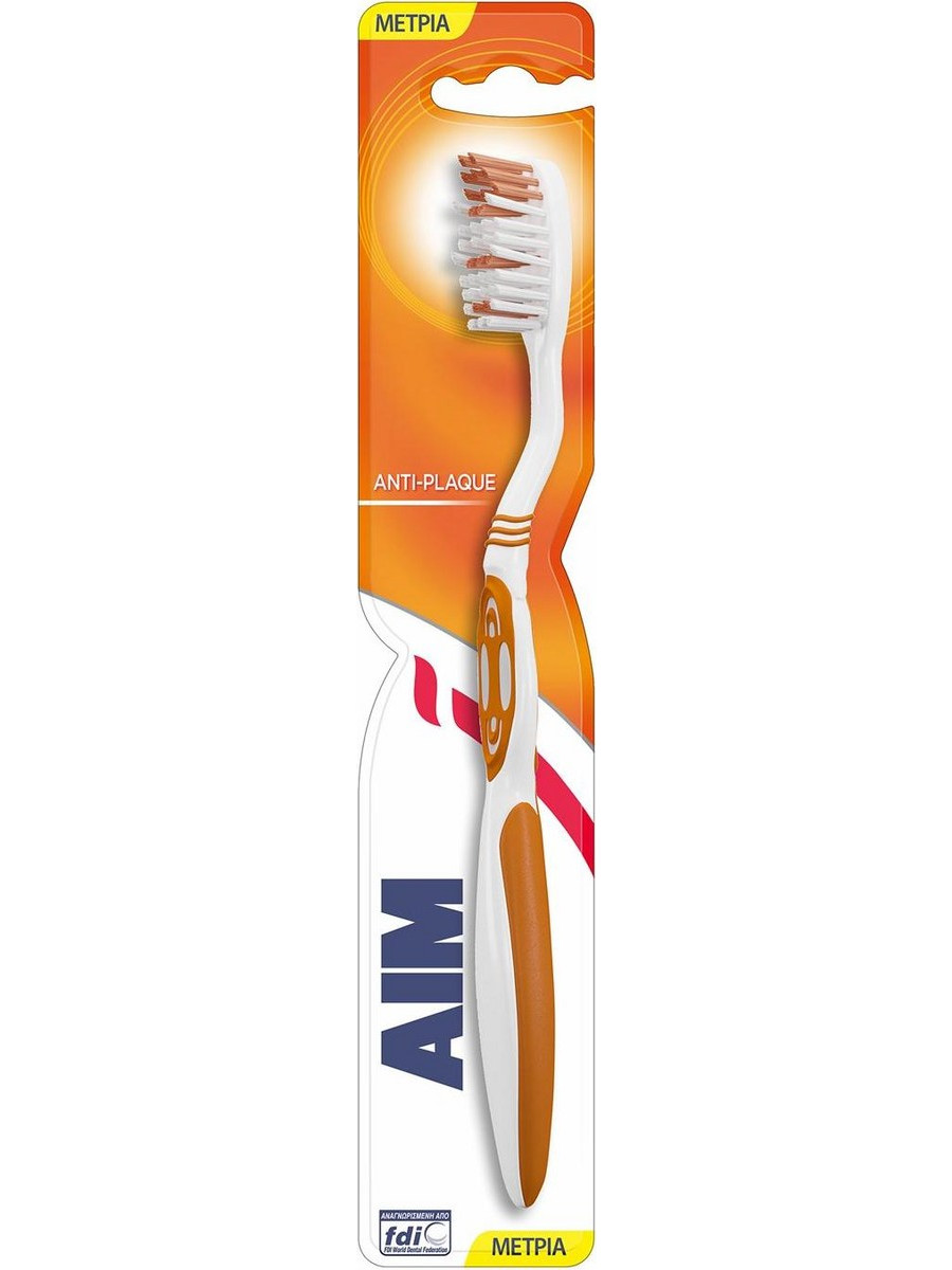 Aim Anti-Plaque Medium Οδοντόβουρτσα Πορτοκαλί