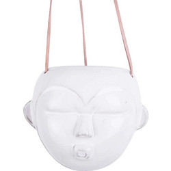 Present Time Mask Κρεμαστό Κασπώ Εσωτερικού Χώρου Πήλινο Λευκό 12x18.4x15.2cm PT3540WH
