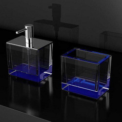 COLORI Glass Design Μοντέρνα Αξεσουάρ Μπάνιου Ποτηροθήκη και Dispenser σε 4 Χρώματα Marine, Turquoise, Κίτρινο, Κόκκινο