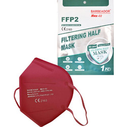Barbeador MAX-02 FFP2 Filtering Half Mask Κόκκινη 20τμχ