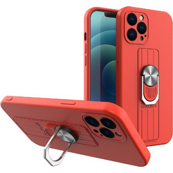 Ring Case silicone case with finger grip and stand for iPhone 13 Pro Max red