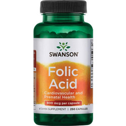 Swanson Folic Acid 800mcg 250 Κάψουλες