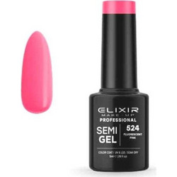 Elixir Semigel 524 Fluorescent Pink Ημιμόνιμο Βερνίκι Νυχιών 5ml