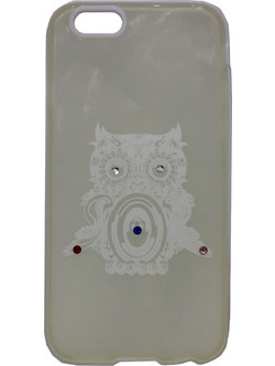 Θήκη σιλικόνης με σχέδιο 'Owl' για iPhone 6/6S - Άσπρο πλαίσιο