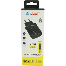 Andowl Φορτιστής με Καλώδιο Micro USB με 2 Θύρες USB-A Black