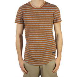 Anerkjendt ανδρικό ριγέ longline T-shirt Toba γκρι-μελί 9216311-pm