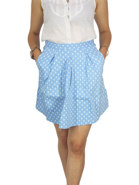 Migle + me mini φούστα πουά γαλάζια με πιέτες la-223p