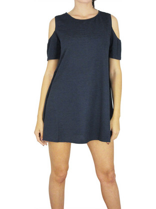 Μίνι swing φόρεμα navy με cut out ώμους d574