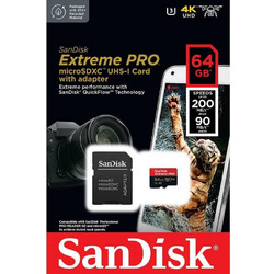 Sandisk Extreme Pro microSDXC 64GB Class 10 U3 V30 UHS-I A2 200MB/s + Adapter