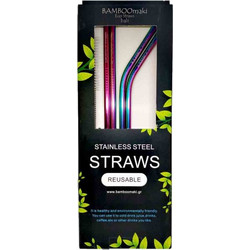 Bamboomaki - Ανοξείδωτα Μεταλλικά Καλαμάκια Rainbow 21.5cm