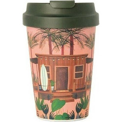 Chic Mic Ποτήρι Bamboo με Καπάκι Surfer's Paradise 350ml