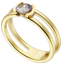 Δαχτυλίδι Μονόπετρο από Ατσάλι 316L σε Χρυσό Χρώμα / VERORAMA / AD-ART02508G1