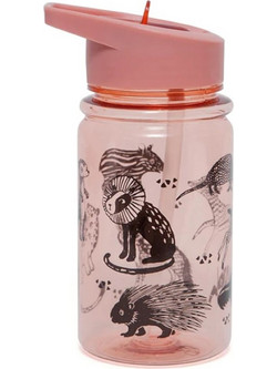 Petit Monkey Animals Desert Rose Παιδικό Μπουκάλι Πλαστικό BPA Free με Καλαμάκι Ροζ 400ml