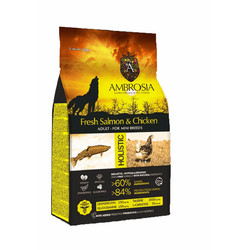 Ambrosia Holistic Hypoallergenic Grain Free Adult All Breed Chicken & Fresh Salmon 2kg