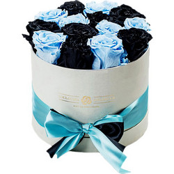 Forever Roses Μαύρο-Γαλάζιο Deluxe 19x20cm 14 τριαντάφυλλα