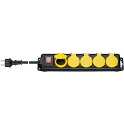 Πολύμπριζο GOOBAY 45194, 5x schuko, 16A, 3m, IP44, μαύρο-κίτρινο