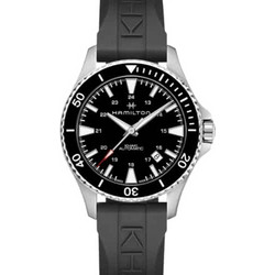 Hamilton Khaki Navy Ανδρικό Ρολόι Αυτόματο με Μαύρο Καουτσούκ Λουράκι H82335331